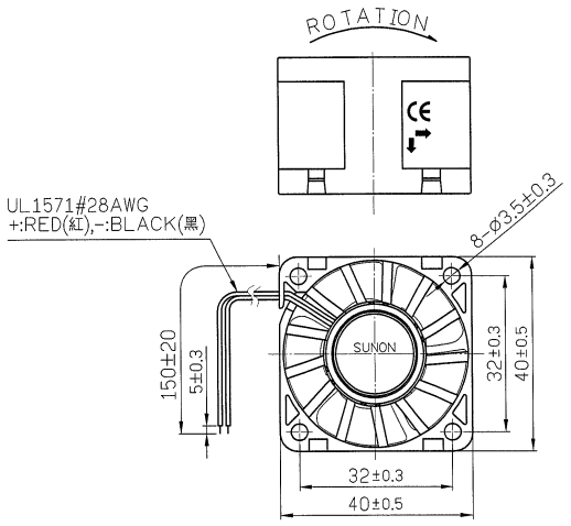 Вентилятор малогабаритный осевой SG40281B1-A99 DC12V