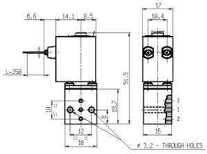 Электромагнитный микроклапан V367-V03B, трехходовой, прямого действия.