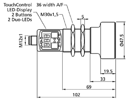 Ультразвуковой датчик crm+340/D/TC/E, цилиндрический