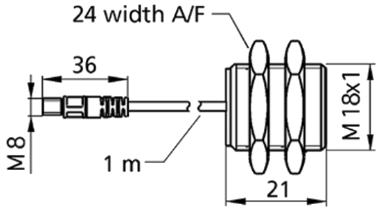 Ультразвуковой датчик dbk+4/Sender/M18/K1, цилиндрический
