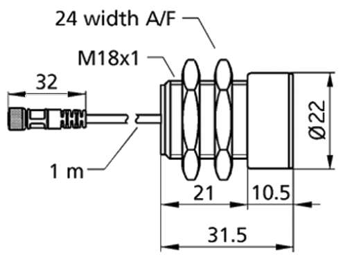Ультразвуковой датчик dbk+5/Sender/M18/K2, цилиндрический