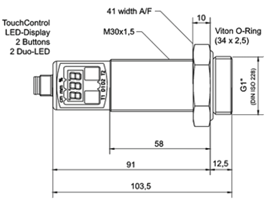 Ультразвуковой датчик hps+130/DIU/TC/E/G1, цилиндрический