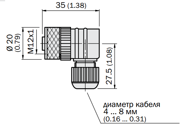 Роз'єм DOS-1204-WX, для підключення датчика