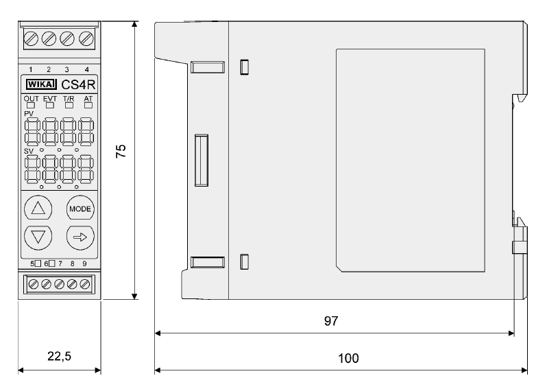 Контролер температури CS4R, з широким входом, для монтажу на панель