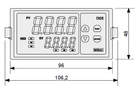 Цифровий індикатор DI25, для монтажу в панель з універсальним входом