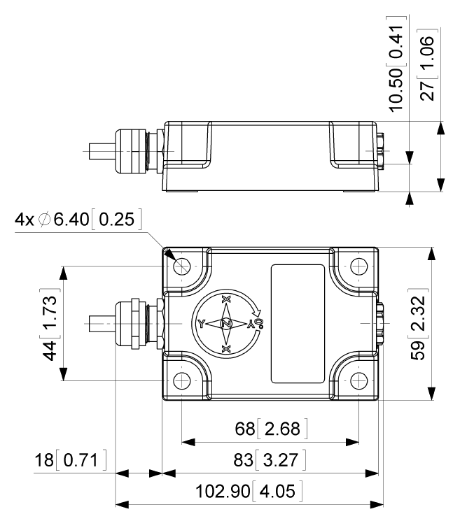 Датчик угла наклона (инклинометр) ADS-090-1-AV20-VK2-CW, одноосный