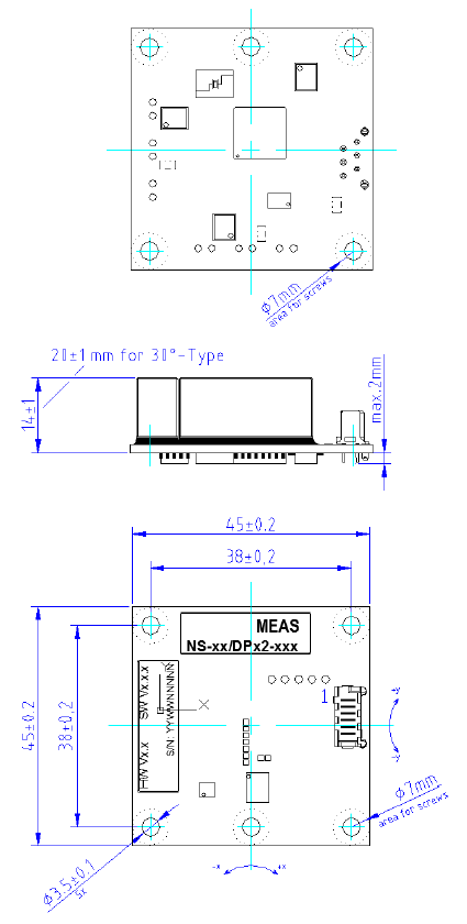 Датчик угла наклона (инклинометр) G-NSDPL2-007, двухосный