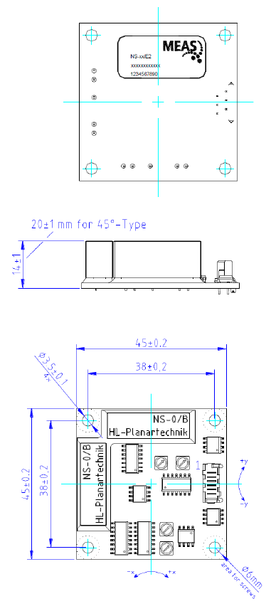 Датчик угла наклона (инклинометр) G-NSE2-003, двухосный
