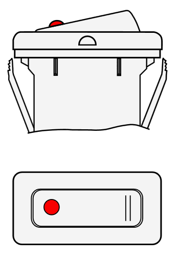 Переключатель клавишный водонепроницаемый C6100FL, однополюсный с индикаторным окошком