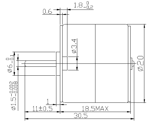 Шаговый электродвигатель 20PM18-0506A, с постоянными магнитами