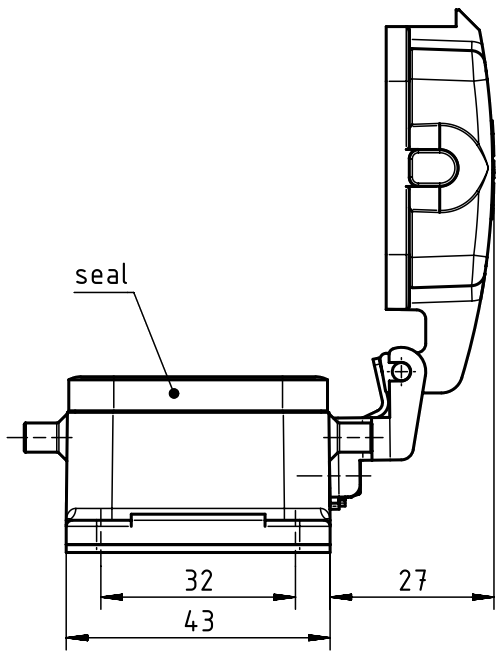 Блочний кожух Han 16B-HBM 4 pegs , з кріпленням на перегородці