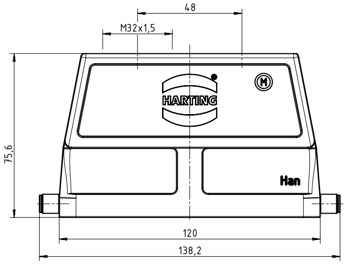 Кабельний кожух Han 24B-HTE-R-2xM32, для промислового застосування