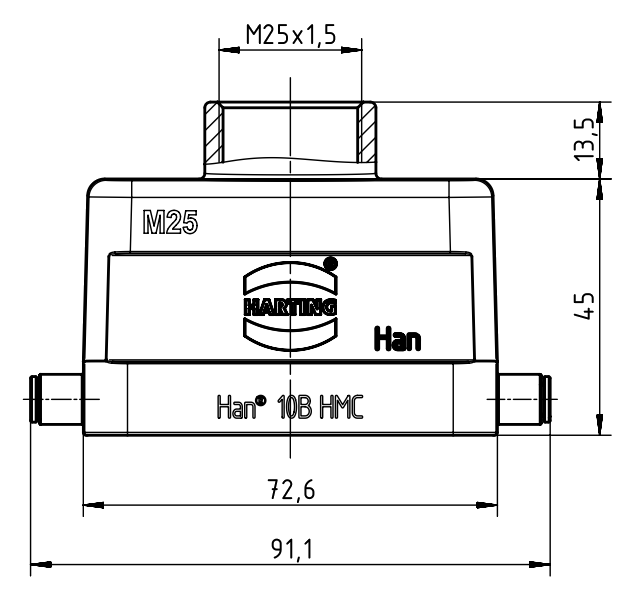 Кабельный кожух Han 10B-HMC-gg-R-M25,  для большого количества циклов сочленения